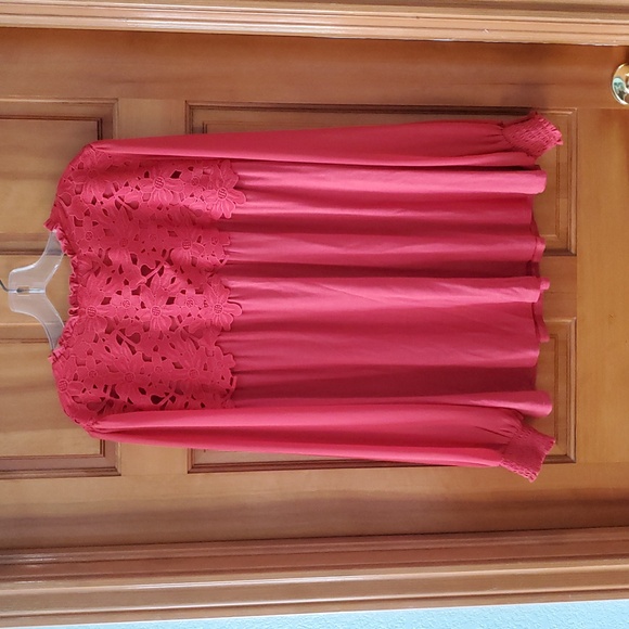 Torrid Supersoft Chiffon Sleeve Lace Inset Tie Detail Top In Baked Apple Size 1X - Picture 6 of 10